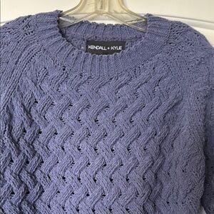 Kendall & Kylie Blue Cable Knit Crew Neck Sweater